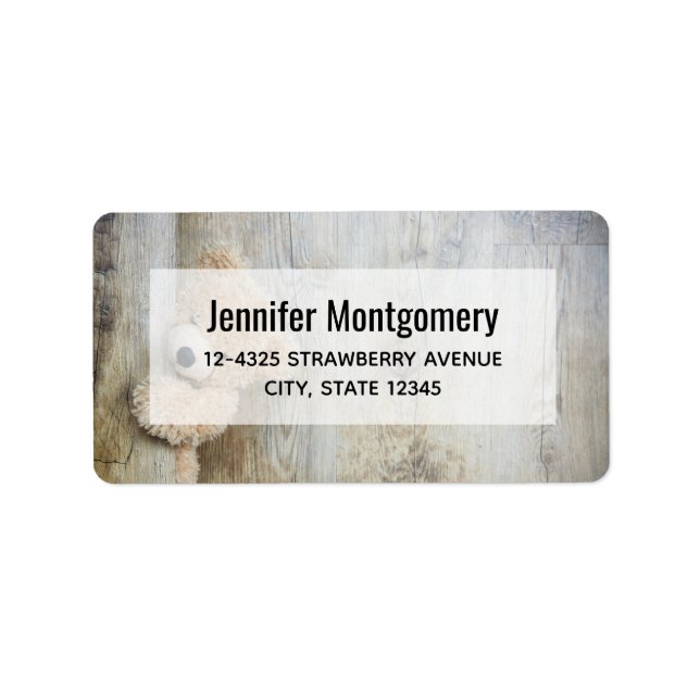 Etiqueta Muro De Madera Rústica De Oso Cutáneo Con Oso (Frente)