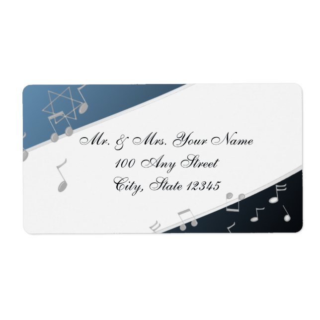 Etiqueta Música azul plateado en el aire (Frente)