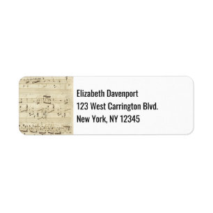 Etiqueta Música de hoja en pergamino manuscrita en tinta