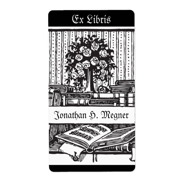 Etiqueta Música de platillos de época, árbol, libros (Frente)