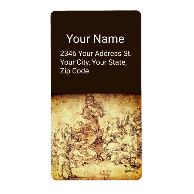 Etiqueta Música que hace ángeles por Albrecht Durer (Frente)