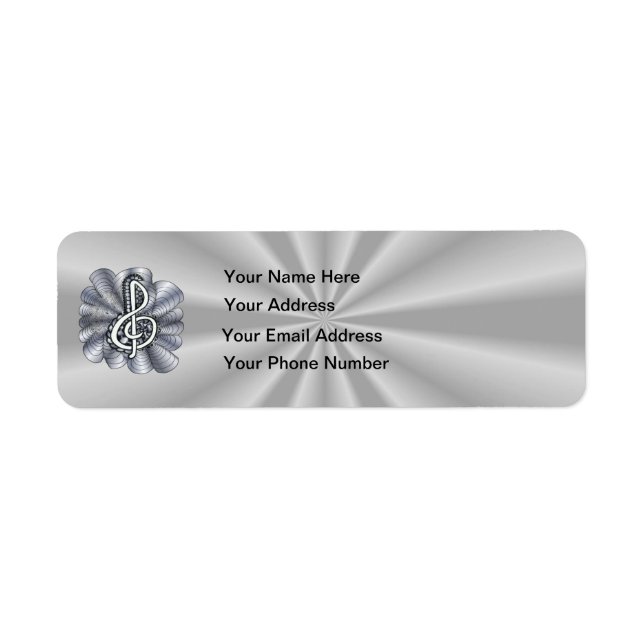Etiqueta Música Treble Clef Silver (Frente)
