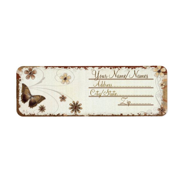 Etiqueta Muslos de mariposa marrón (Frente)