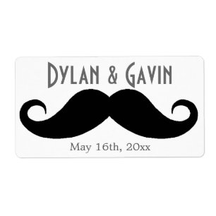 Etiqueta Mustache Gay Boda Frasco de Agua