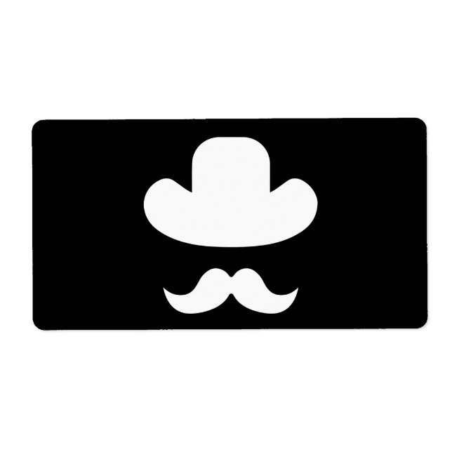 Etiqueta Mustache y gorra (Frente)