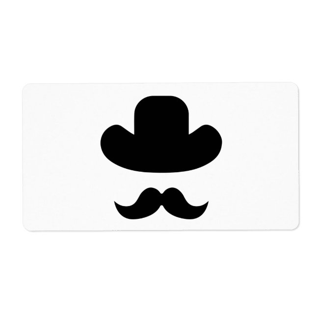 Etiqueta Mustache y gorra (Frente)