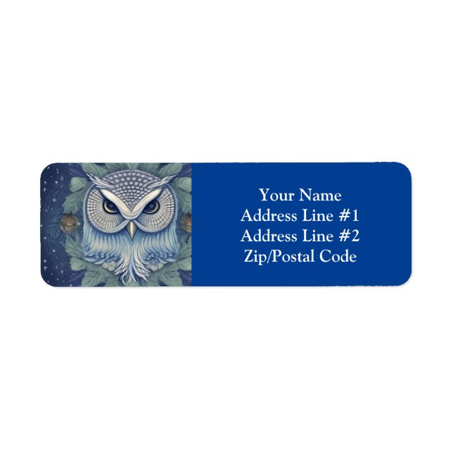 Etiqueta Mystical Fantasy Forest Owl (Frente)