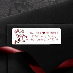 Etiqueta Nada Fancy Just Love Boda Rojo Crimson Oscuro