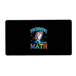 Etiqueta Nadando En Una Camiseta De Math Unicornio