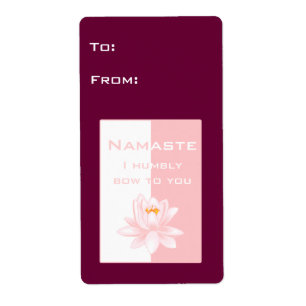 Etiqueta Namaste con la flor del loto