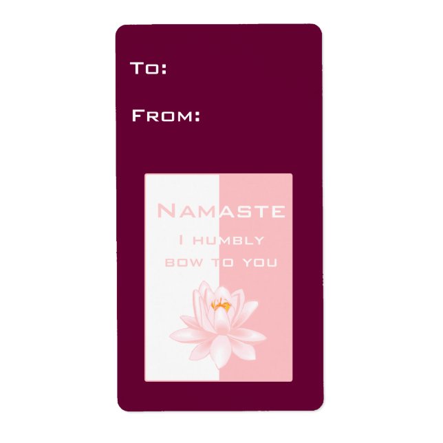 Etiqueta Namaste con la flor del loto (Frente)