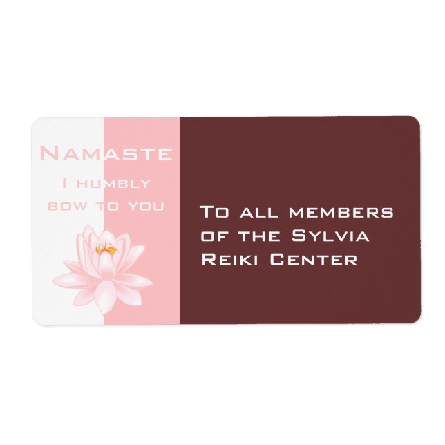 Etiqueta Namaste con la flor del loto (Frente)