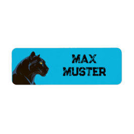 Etiqueta Namensaufkleber eckig - blau - Schwarzer Panther