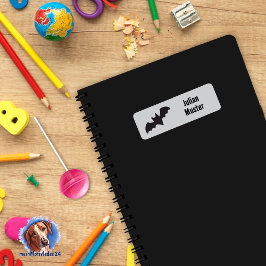 Etiqueta Namensaufkleber eckig - Fledermaus grau schwarz