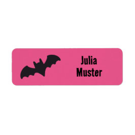 Etiqueta Namensaufkleber eckig - Fledermaus pink schwarz