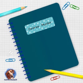 Etiqueta Namensaufkleber eckig - Herzchen türkis blau