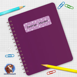 Etiqueta Namensaufkleber eckig - Herzchen violett