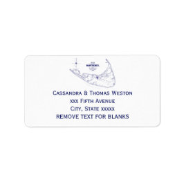 Etiqueta Nantucket Island MAMÁES Vintage Map Navy Blue