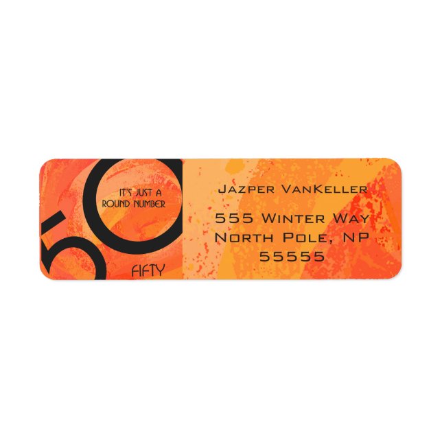 Etiqueta Naranja 50 Década Cumpleaños (Frente)