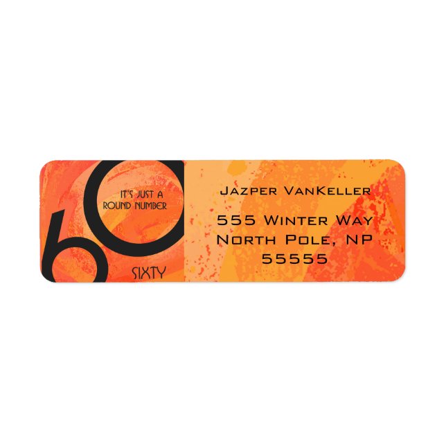 Etiqueta Naranja 60 Década Cumpleaños (Frente)