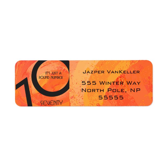 Etiqueta Naranja 70 Década Cumpleaños (Frente)