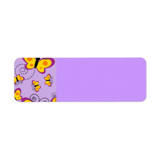 ETIQUETA NARANJA AMARILLO PURPLES BUTTERFLIES PERSONALIZADO