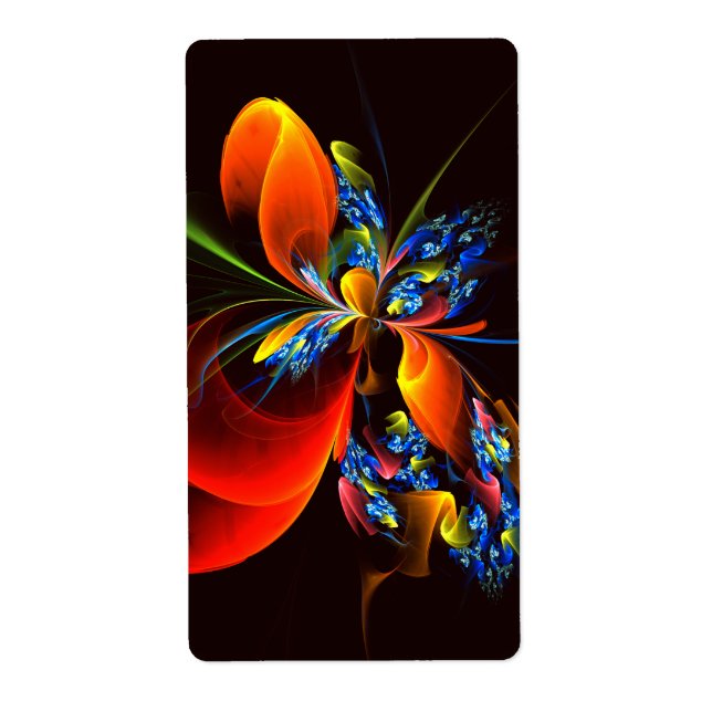 Etiqueta Naranja azul Floral Moderno Resumen Patrón de arte (Frente)