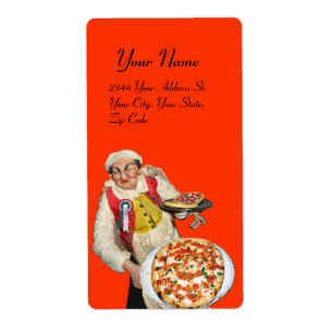 Etiqueta NARANJA blanco verde rojo PIZZA ITALIANA