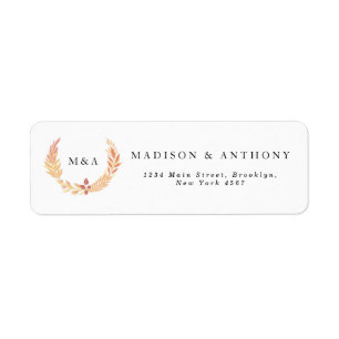 Etiqueta Naranja Boda de la guirnalda botánica