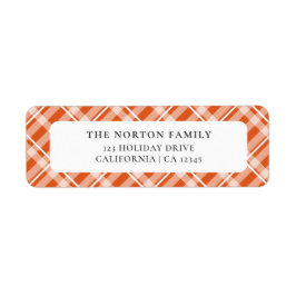 Etiqueta Naranja clásico Tartan Plaid Farmhouse Family