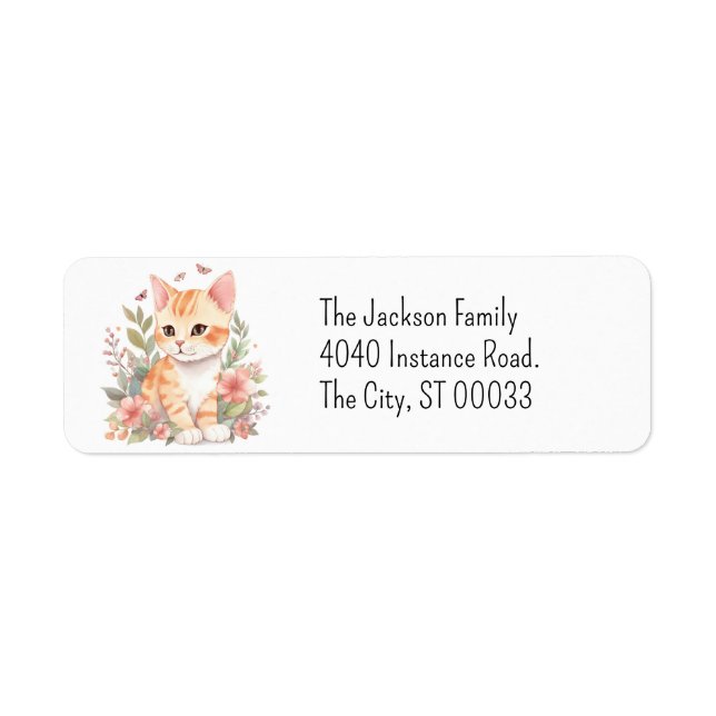 Etiqueta Naranja Cute Tabby Kitten Kawaii Chibi (Frente)