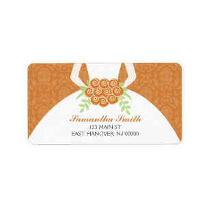 Etiqueta Naranja Damask Pattern Bridal Shower
