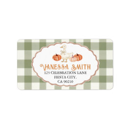 Etiqueta Naranja de calabaza Gingham Silly Goose Baby Showe