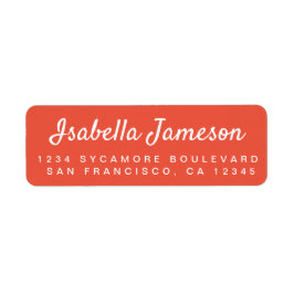 Etiqueta Naranja de guión elegante rojo