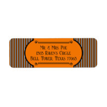 Naranja de Halloween y raya vintage negra