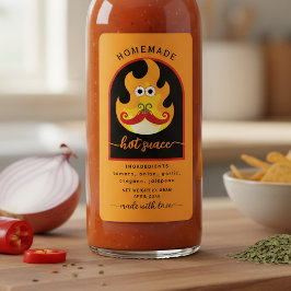 Etiqueta naranja de salsa picante casera personali