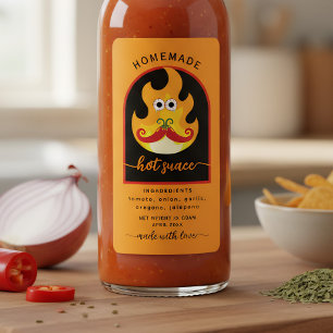 Etiqueta naranja de salsa picante casera personali