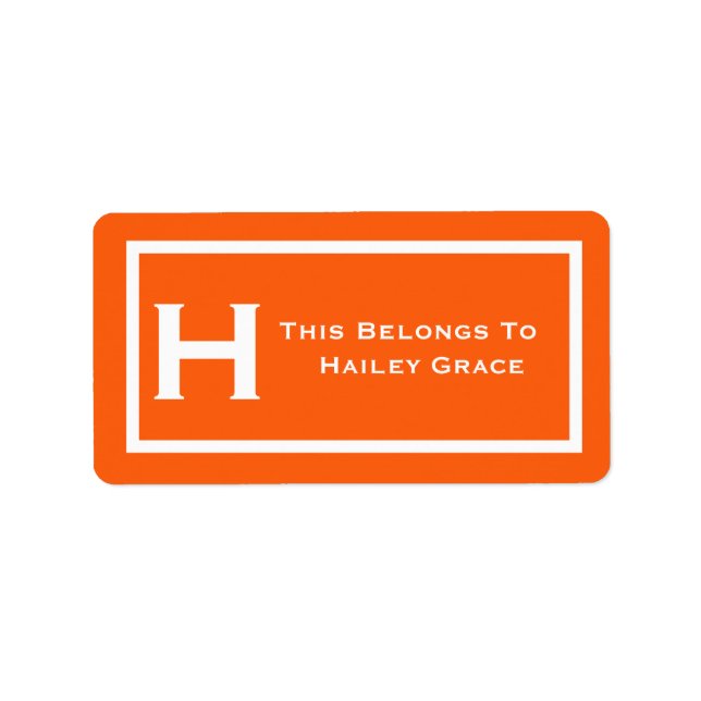 Etiqueta Naranja Esto Pertenece Al Libro Escolar Labels Cam (Frente)