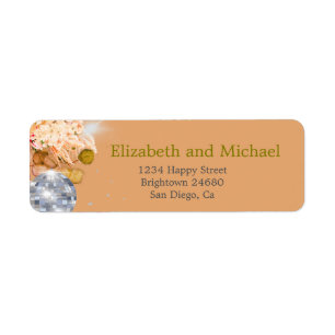 Etiqueta Naranja Floral Elegante Eucalyptus Disco