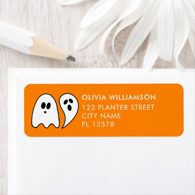 Etiqueta Naranja Ghost Halloween (In situ)