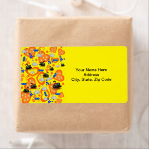 Etiqueta Naranja Hearts Swans Labels