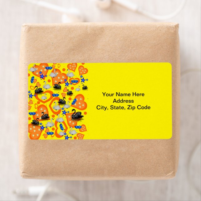 Etiqueta Naranja Hearts Swans Labels (In situ)