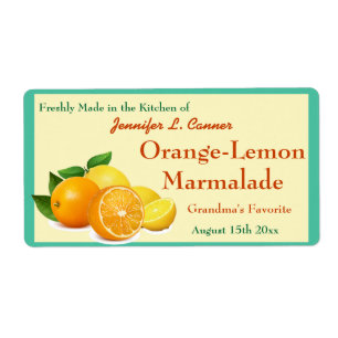Etiqueta Naranja Lemon Marmalade Preserve Canning Jar