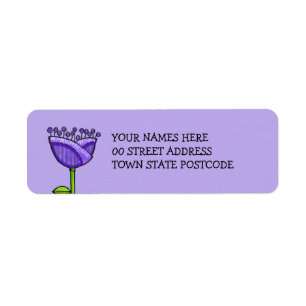 Etiqueta naranja morado de Doodle divertido