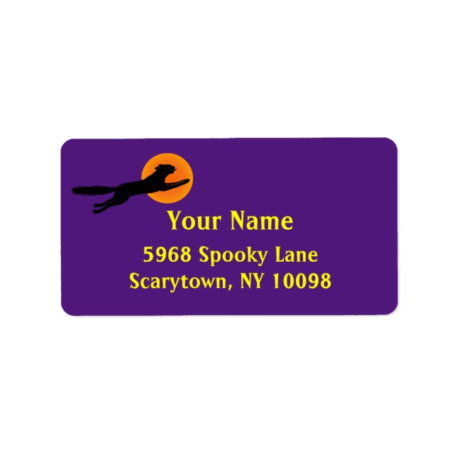 Etiqueta Naranja negro Personalizado de la luna Halloween (Frente)