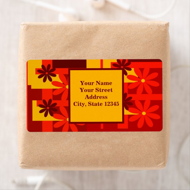 Etiqueta naranja retro de los años 70, personalizar (In situ)