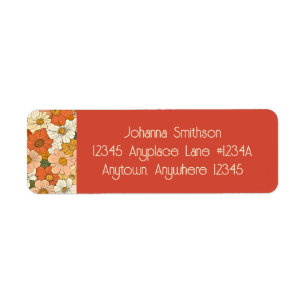 Etiqueta Naranja Rojo Floral de Groove Naranja retro