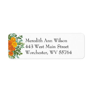 Etiqueta Naranja Rosa Boda Elegant Beautiful