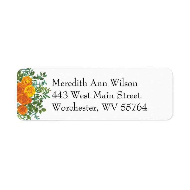 Etiqueta Naranja Rosa Boda Elegant Beautiful (Frente)