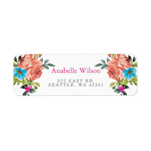 Etiqueta Naranja rosa floral brillante rustico